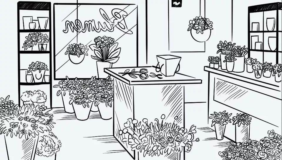 Blumenladen-Illustration