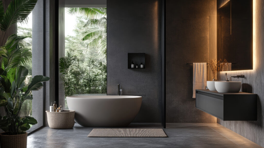 Contemporary bathroom featuring upscale toilet design and elegan