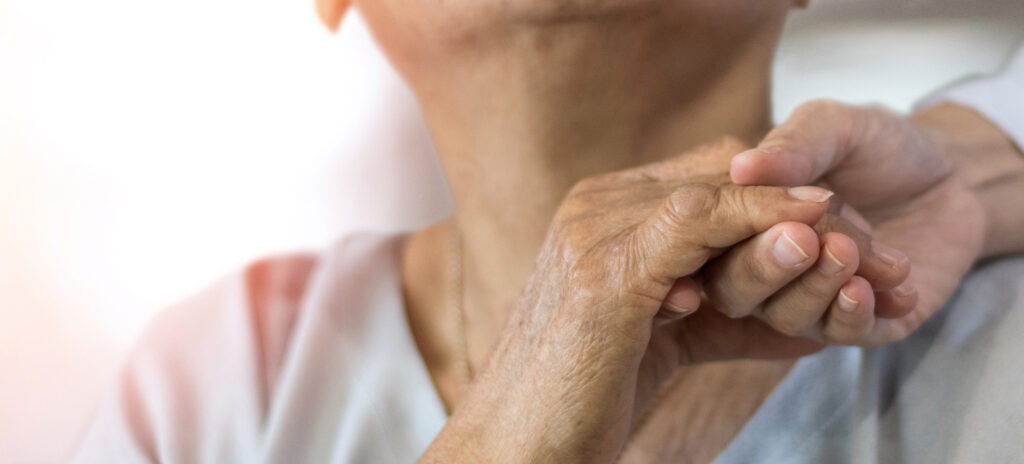 Geriatric doctor or geriatrician concept. Doctor physician hand